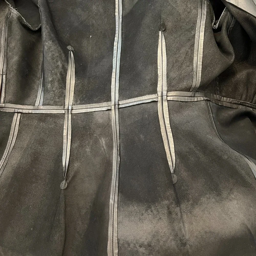 Maje Rosetola Long Sleeve Leather Wrap Dress Black Size 1 - Picture 16 of 17